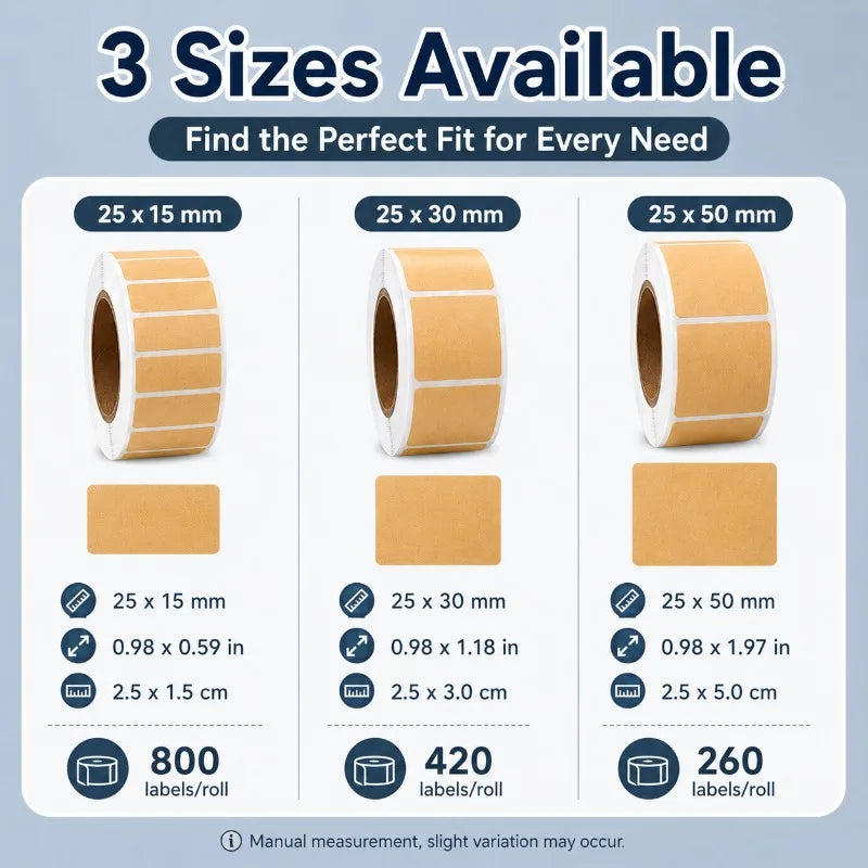 Writable Kraft Label Sticker Roll | Self-Adhesive Paper Tags Self-Adhesive Label Roll QXL