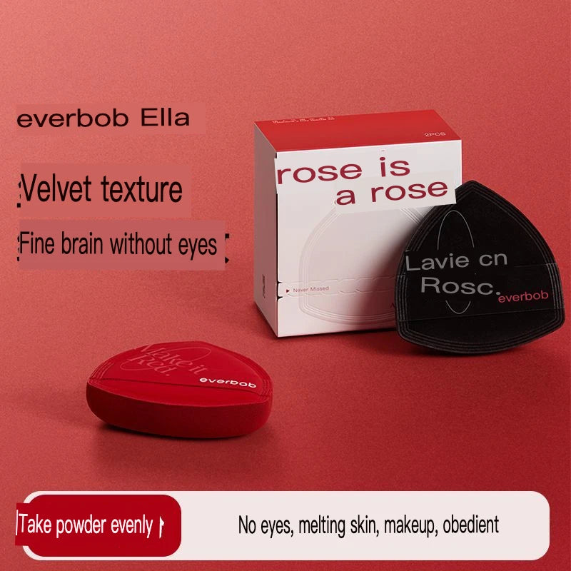 Velvet Cushion Powder Puff for Foundation | 2-Pack Misty Rose Makeup Powder Puff QXL