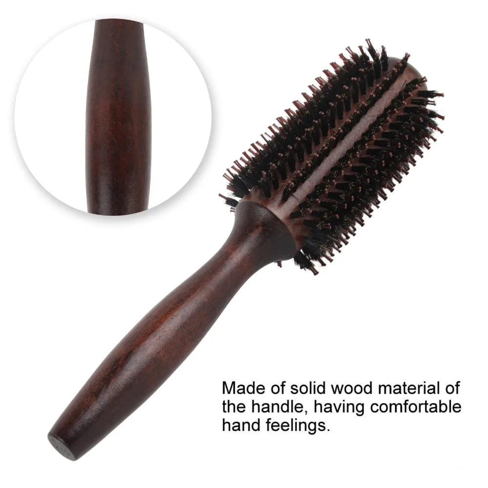 Solid Wood Round Barrel Brush | Heat Resistant Styling Comb Round Barrel Brush QXL
