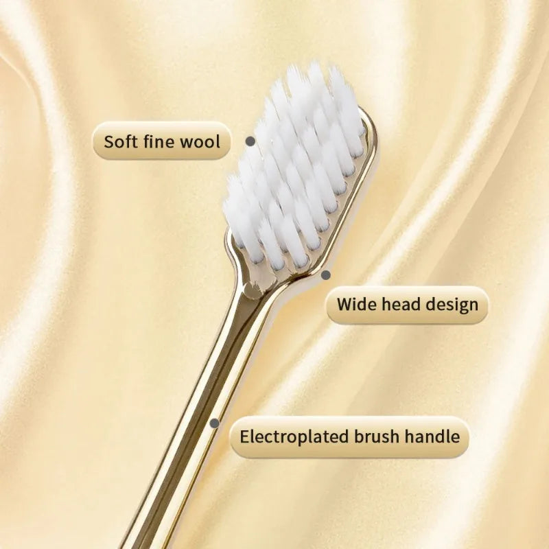 Luxury Gold-Plated Soft Toothbrush | Ultra-Fine PBT Bristles Luxury Toothbrush QXL