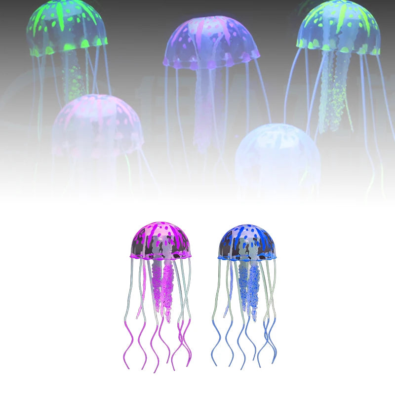 Glowing Silicone Jellyfish Fish Tank Ornament | Aquarium Decor Aquarium Ornament QXL