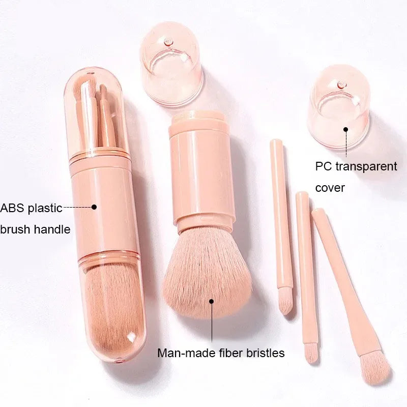 4-in-1 Telescopic Travel Makeup Brush Set | 4 Mini Brushes Travel Makeup Brush Set QXL