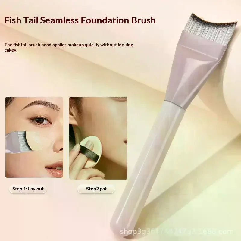 Foundation Brush, Mixing Palette & Powder Puff Set | 3-Piece Makeup Brush Set QXL