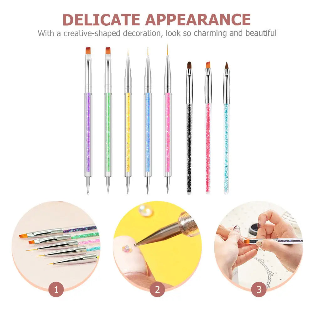 8-Piece Nail Art Pen & Dotting Tool Set | DIY Manicure Nail Art Pen Set QXL