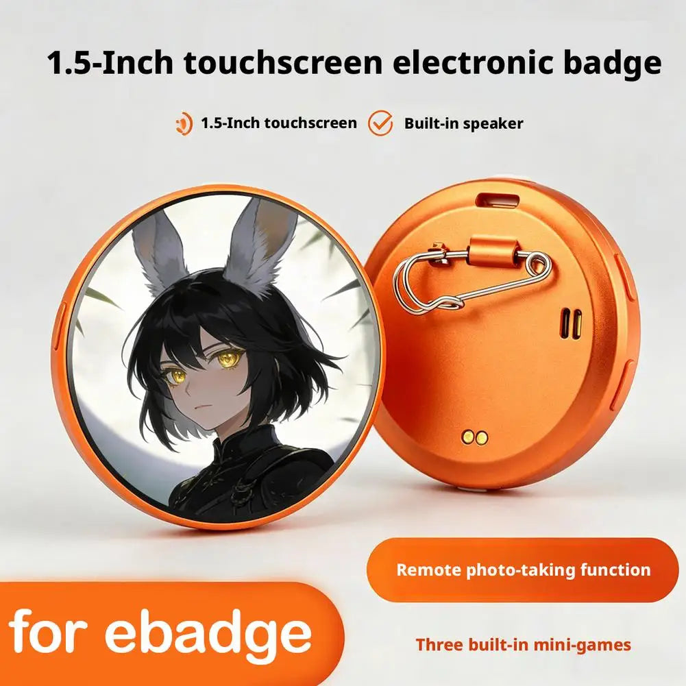 Digital LED E-Badge Pin | 1.5" HD Bluetooth Display Badge Wearable Display Badge QXL