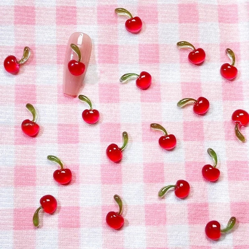 50-Pack 3D Cherry Resin Nail Charms | DIY Nail Art Decor Nail Art Charms QXL 50pcs cherry02