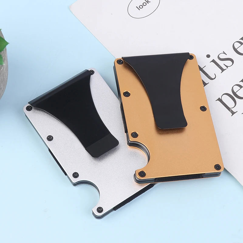 Slim RFID Minimalist Wallet – Aluminum Money Clip & Card Holder RFID Slim Wallet QXL