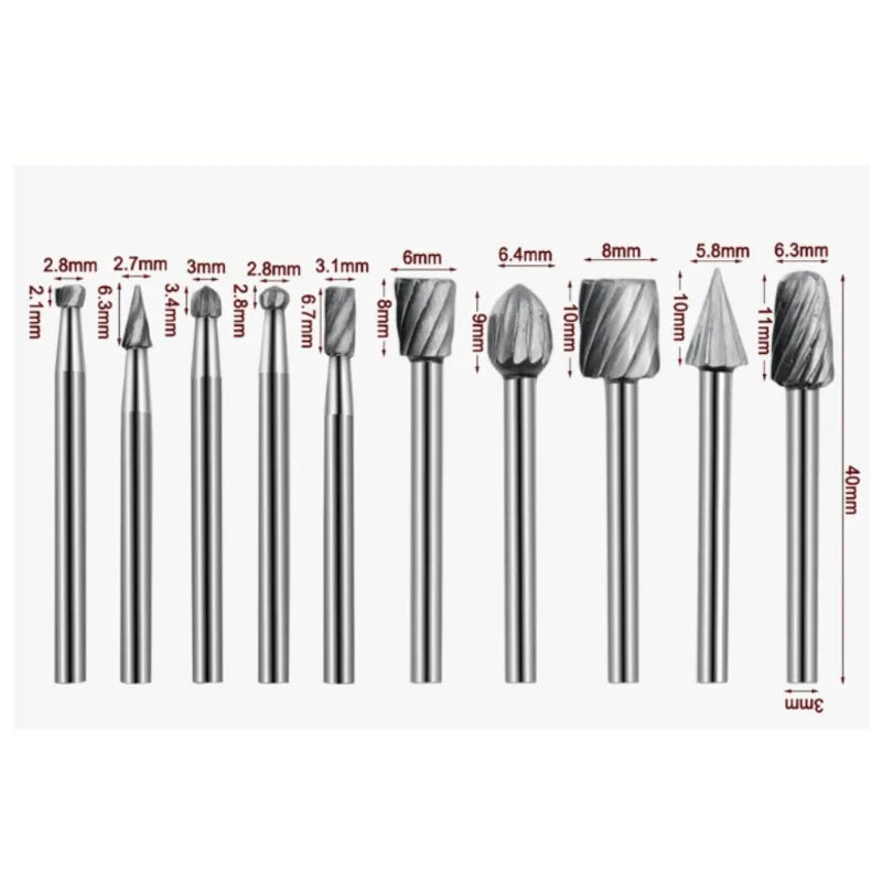 10-Pc HSS Rotary File Set | Engraving & Milling Cutters Rotary File Set QXL