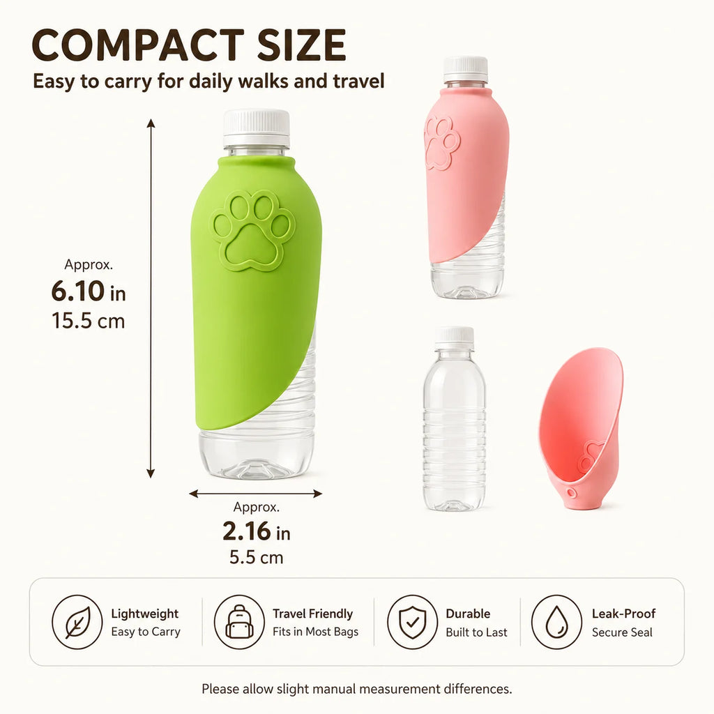 Portable Pet Travel Water Bottle with Foldable Bowl | Dog & Cat Pet Travel Water Bottle QXL