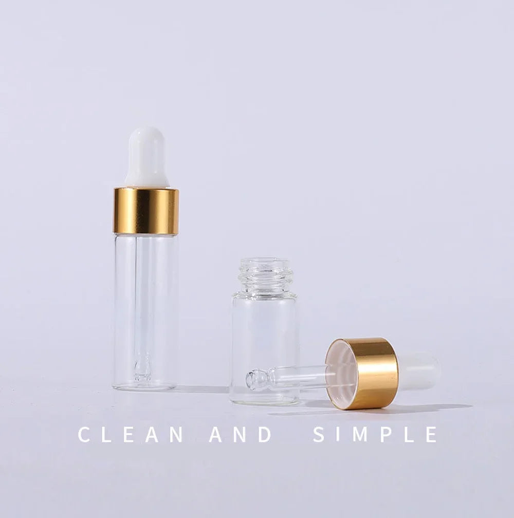 20-Pack Mini Glass Dropper Bottles 1/2/3ml – Refillable Vials Glass Dropper Bottles QXL