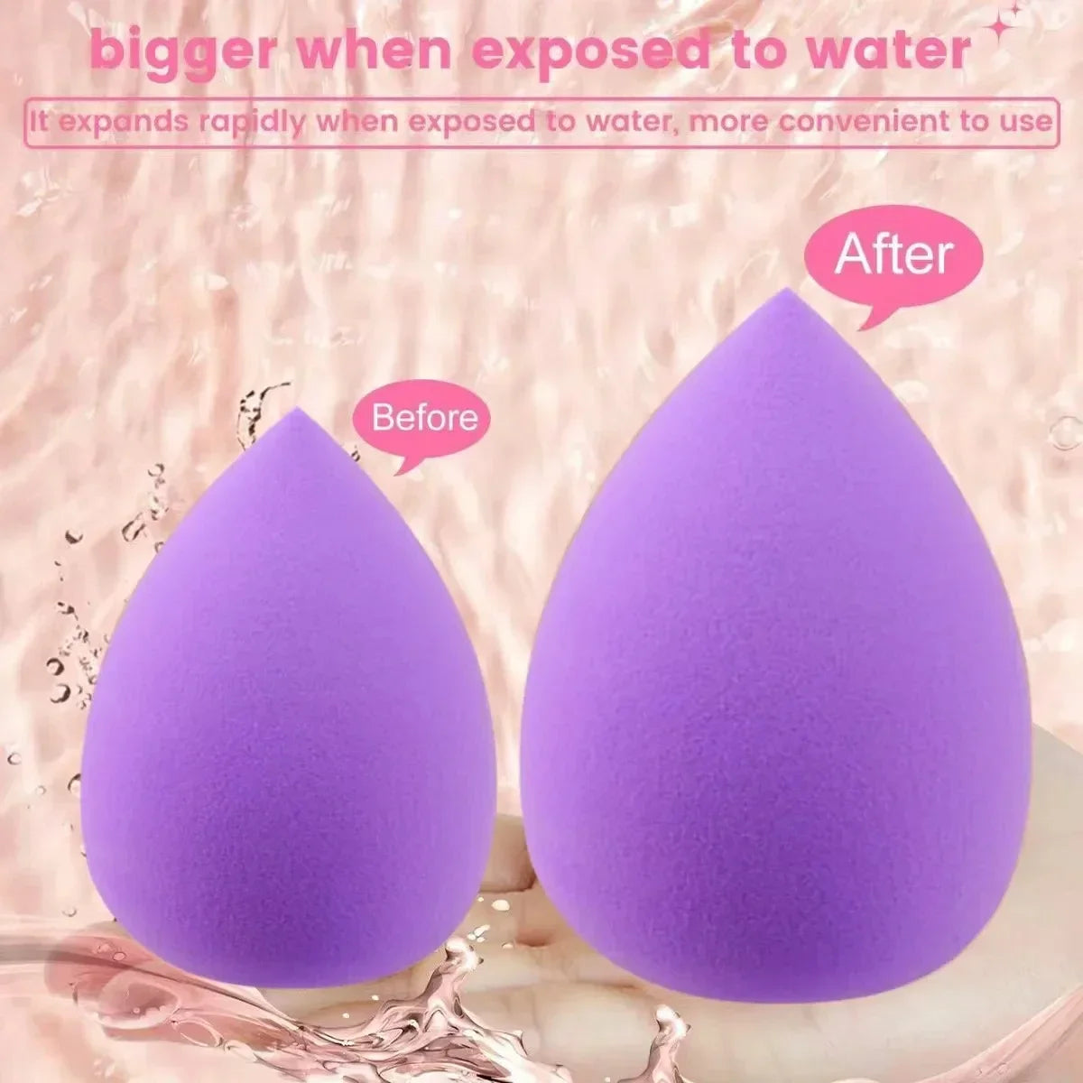 20-Pc Purple Makeup Sponge Puff Kit | Headband & Wristband Makeup Sponge Kit QXL
