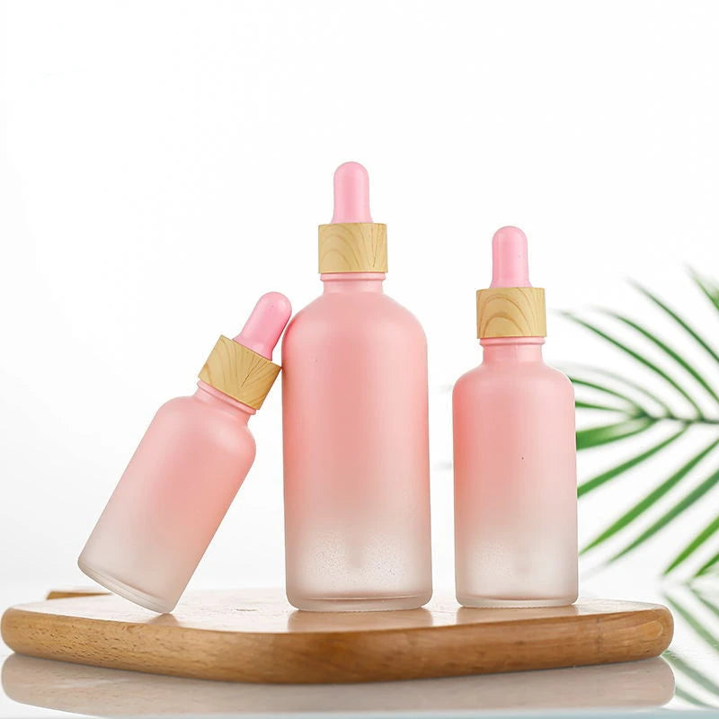 Pink Frosted Glass Dropper Bottles 5ml–100ml | Essential Oils Glass Dropper Bottle QXL