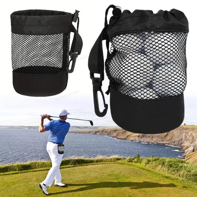 Polyester Drawstring Mesh Golf Ball Bag | Hanging Organizer Golf Ball Bag QXL