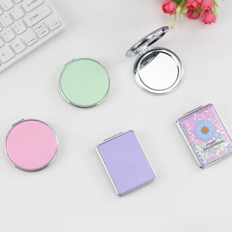 Double-Sided Pocket Mirror | Daisy Quicksand Sequin Design Pocket Makeup Mirror QXL