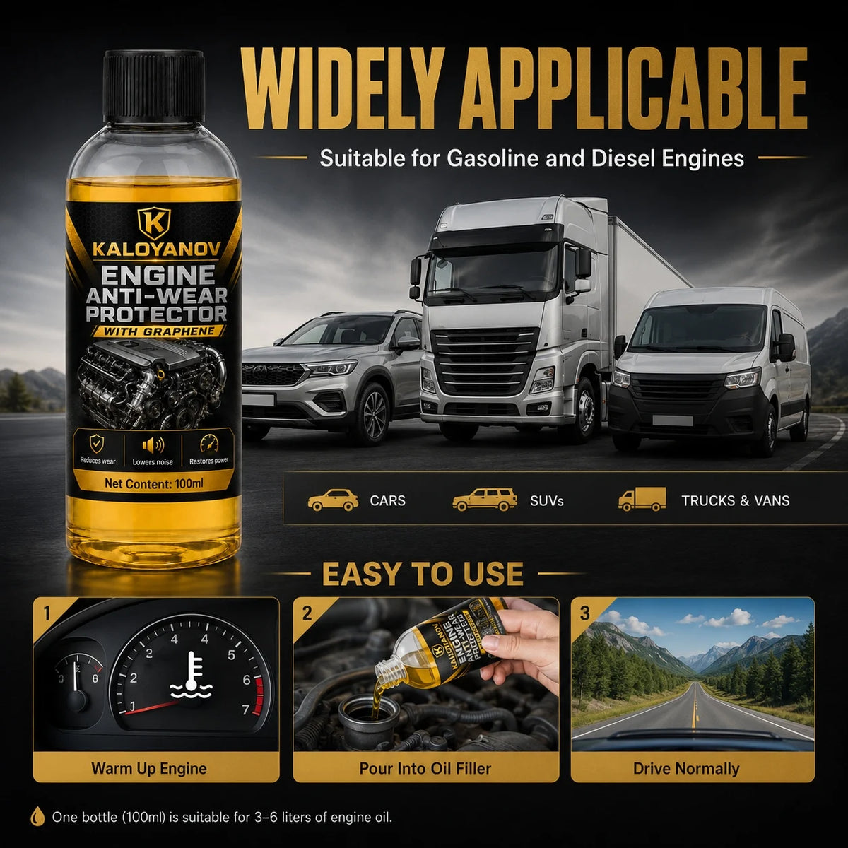 Graphene Engine Oil Additive 100ml | Anti-Wear Protector Engine Oil Additive QXL