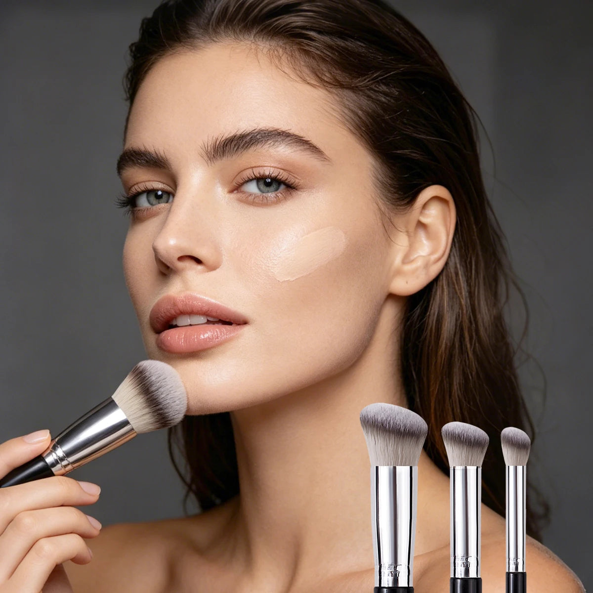 KOSSHOW 3-Pc Foundation & Concealer Brush Set – Flawless Finish Makeup Brush Set QXL