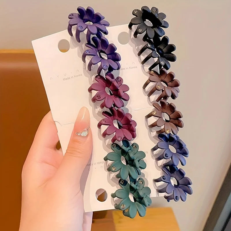 Matte Flower Hair Grab Clips – Elegant Barrettes 2-Pack Hair Clips QXL