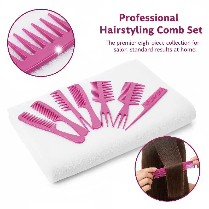 8-Piece Anti-Static Hair Comb Set | Detangling & Styling Kit Hair Comb Set QXL