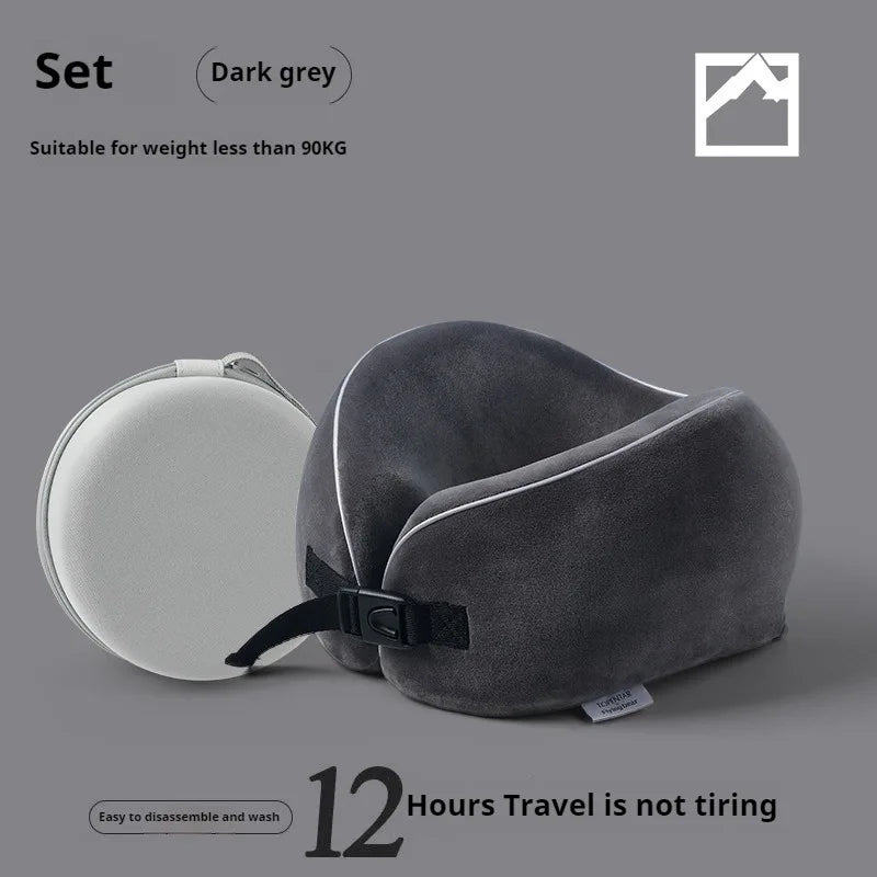 U-Shaped Memory Foam Travel Neck Pillow | Fleece Cover Travel Neck Pillow QXL Gray 30x29x10cm