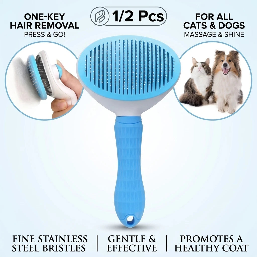 Self-Cleaning Pet Slicker Brush | Cat & Dog Grooming Comb Pet Grooming Brush QXL
