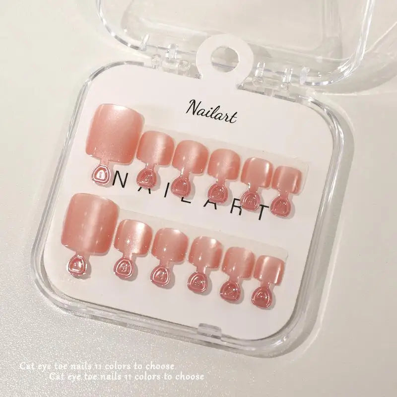 Cat Eye Press-On Toe Nails | Short Square False Toenails 10pc Press-On Toenails QXL 8