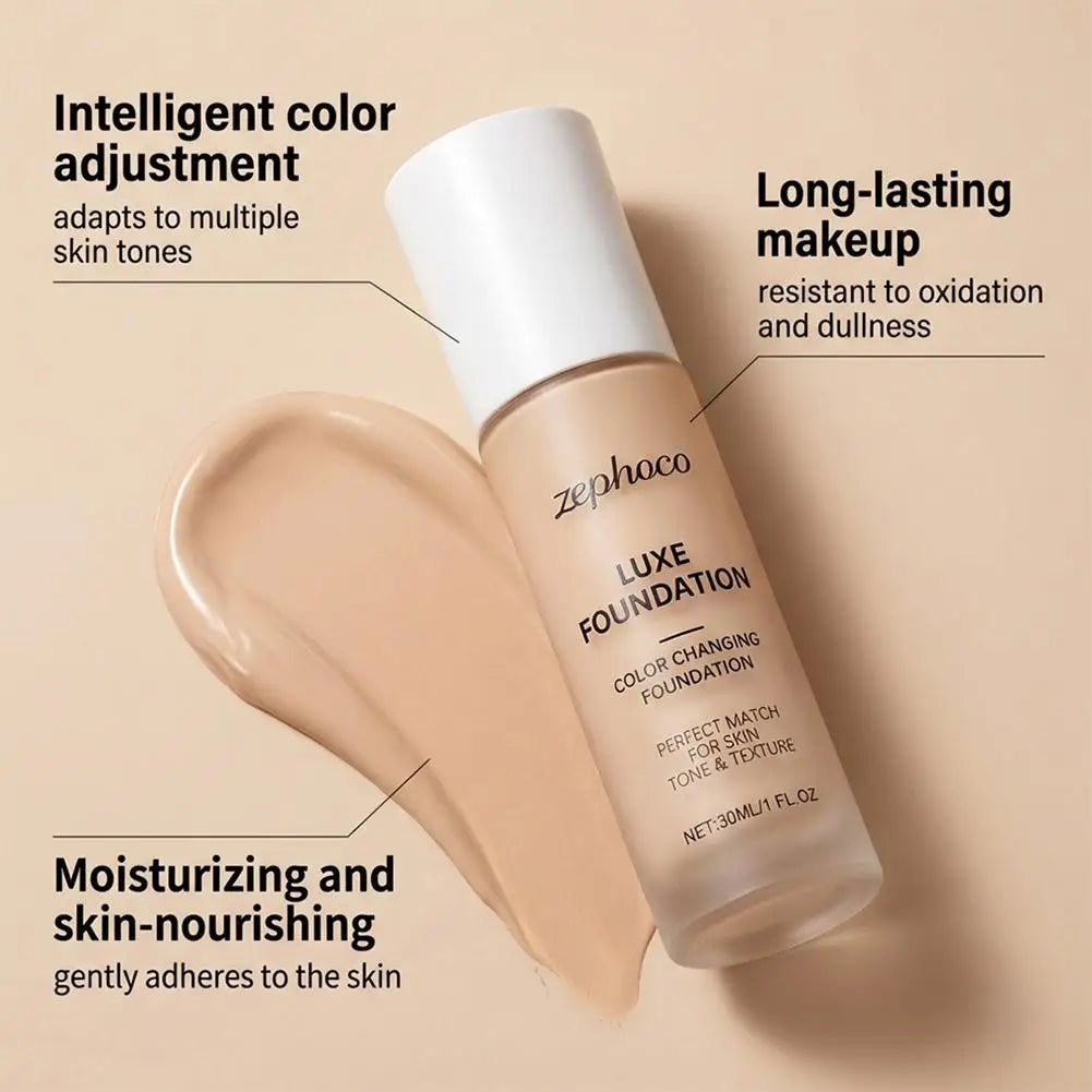 Color-Changing Foundation | High Coverage, 24H Wear, 30ml Liquid Foundation QXL