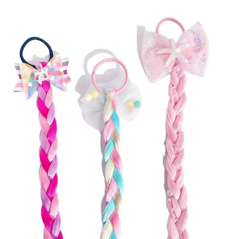 Girls Rainbow Mermaid Crochet Braid Hair Extensions – Colorful Braid Hair Extensions QXL