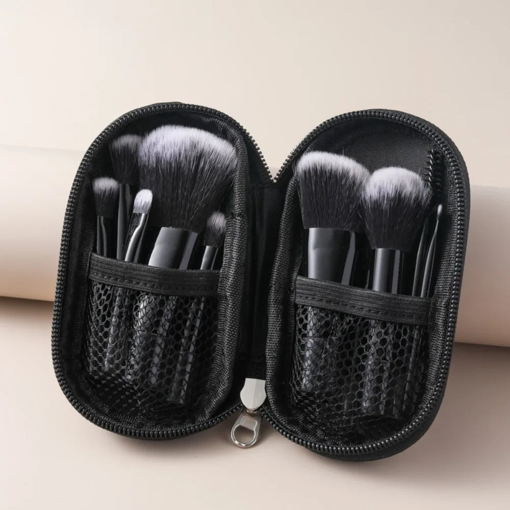 10-Pc Synthetic Makeup Brush Set | Crystal Handle & Storage Bag Makeup Brush Set QXL Black