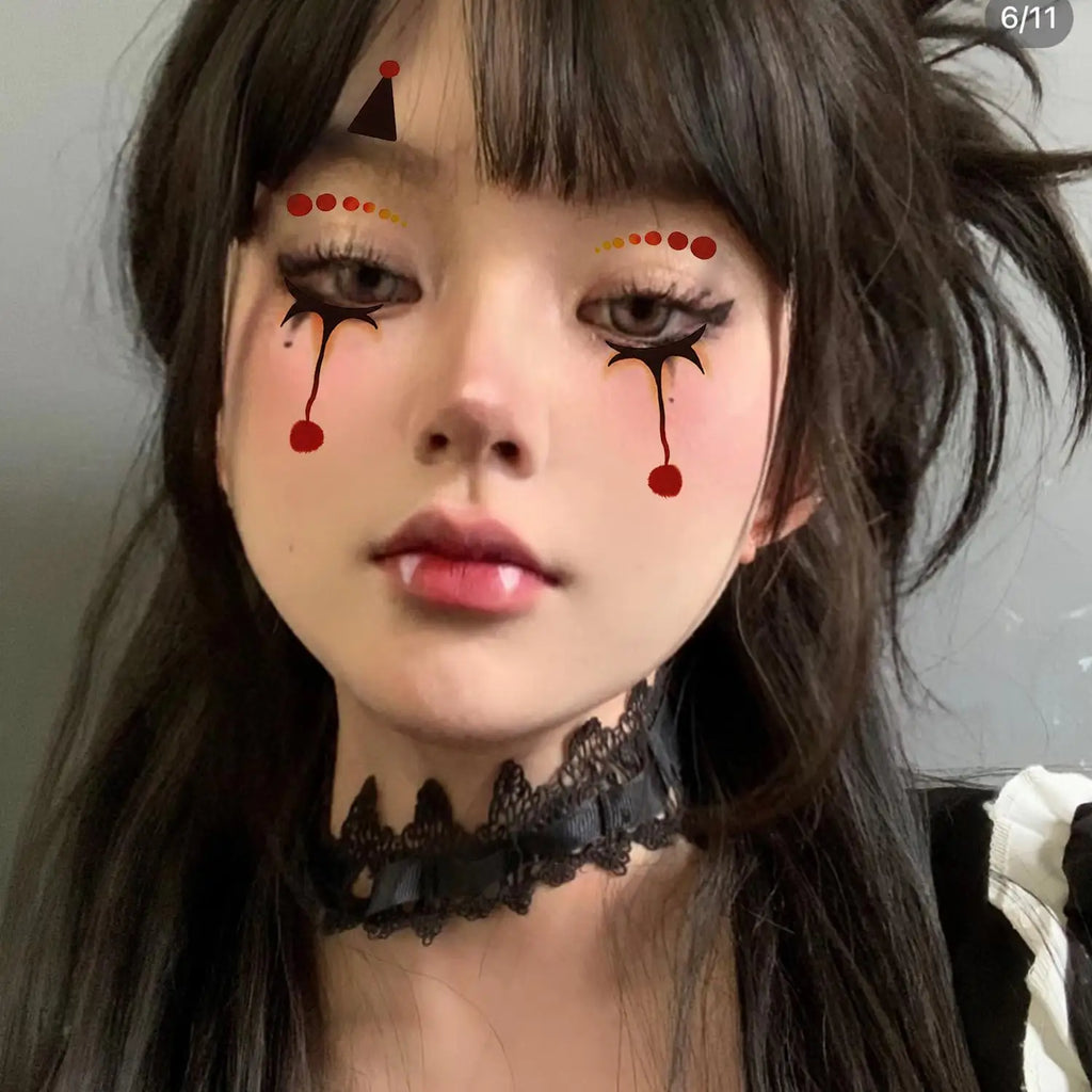 Halloween Joker Clown Temporary Face Tattoo Sticker Waterproof Temporary Face Tattoo QXL