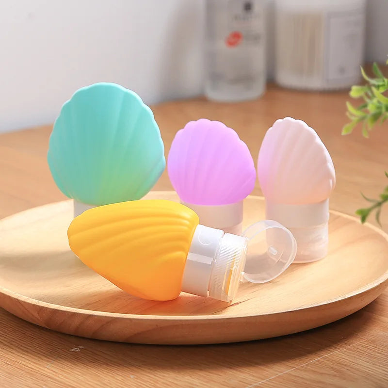 Shell Silicone Travel Squeeze Bottles 40ml & 90ml Refillable Set Travel Squeeze Bottles QXL