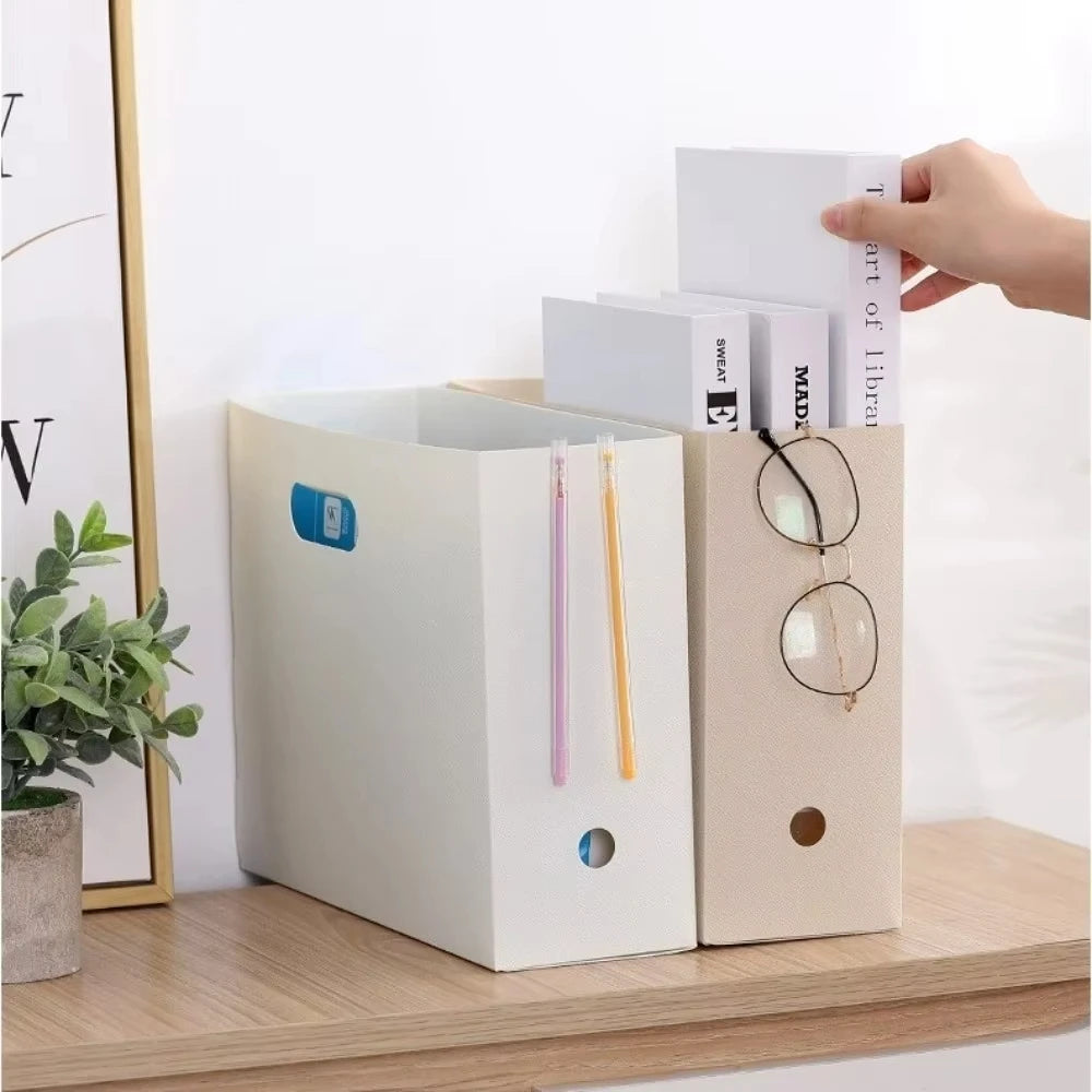 Foldable Plastic File Storage Box & Vertical Book Rack File Organizer QXL