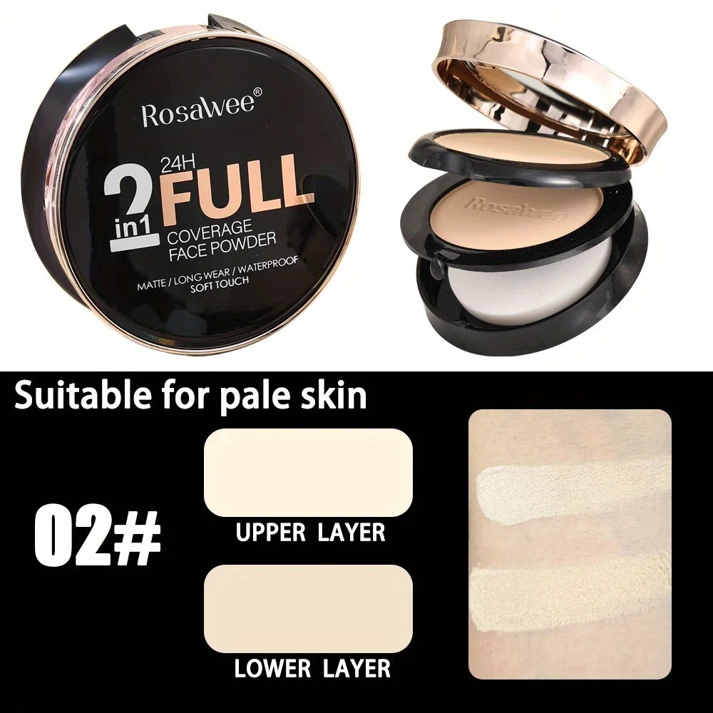 Rosawee 24H Full Coverage Matte Face Powder – All Skin Types Pressed Face Powder QXL 02