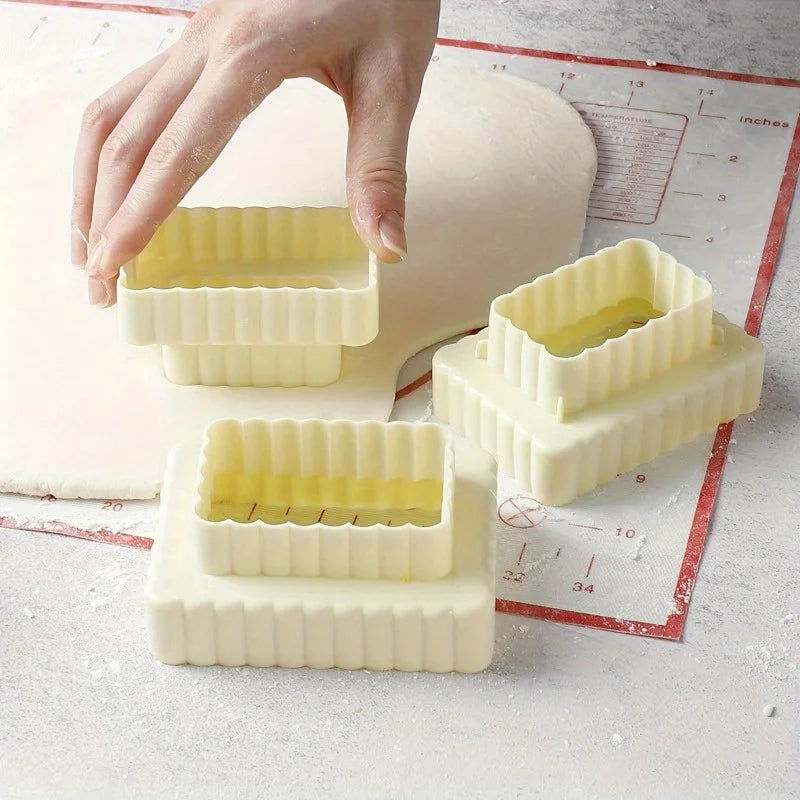 3-Piece Rectangular Cookie Cutter Set | BPA-Free Non-Stick Cookie Cutter Set QXL