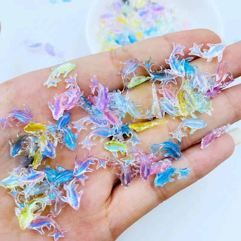 20-Pc 3D Kawaii Fish Resin Nail Charms | Cartoon Rhinestones Nail Art Charms QXL