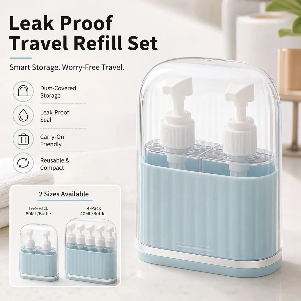 4-in-1 Leak-Proof Refillable Travel Toiletry Bottles Set Travel Bottle Set QXL