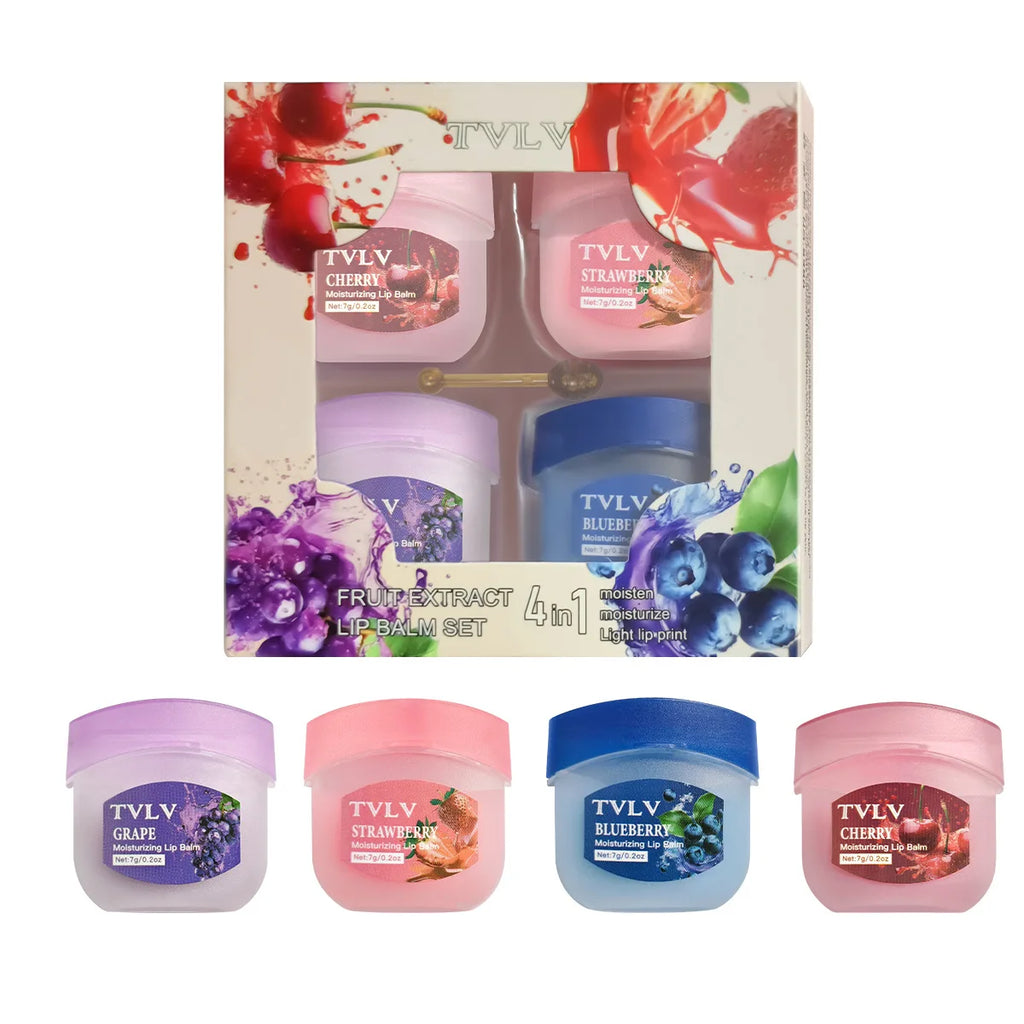 4-in-1 Fruit Lip Balm Set | Hydrating, Non-Sticky Lip Care Fruit Lip Balm Set QXL 9390