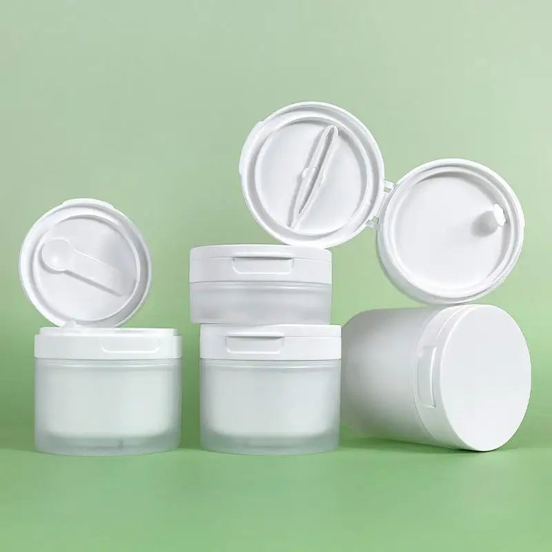 Refillable Cosmetic Jar 50/120g Flip Lid with Spoon or Tweezers Cosmetic Storage Jar QXL