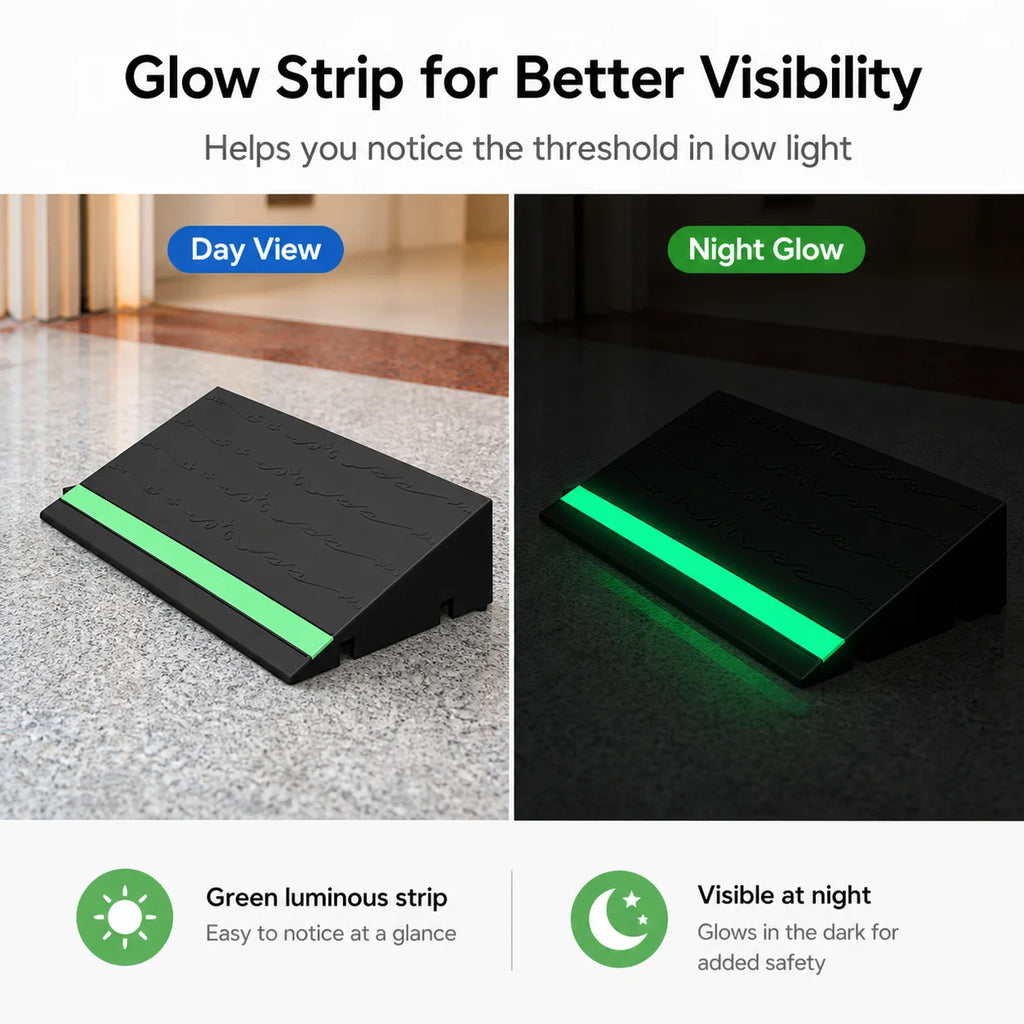 Indoor Plastic Threshold Ramp | Anti-Slip Glow Strip Doorway Slope Threshold Ramp QXL