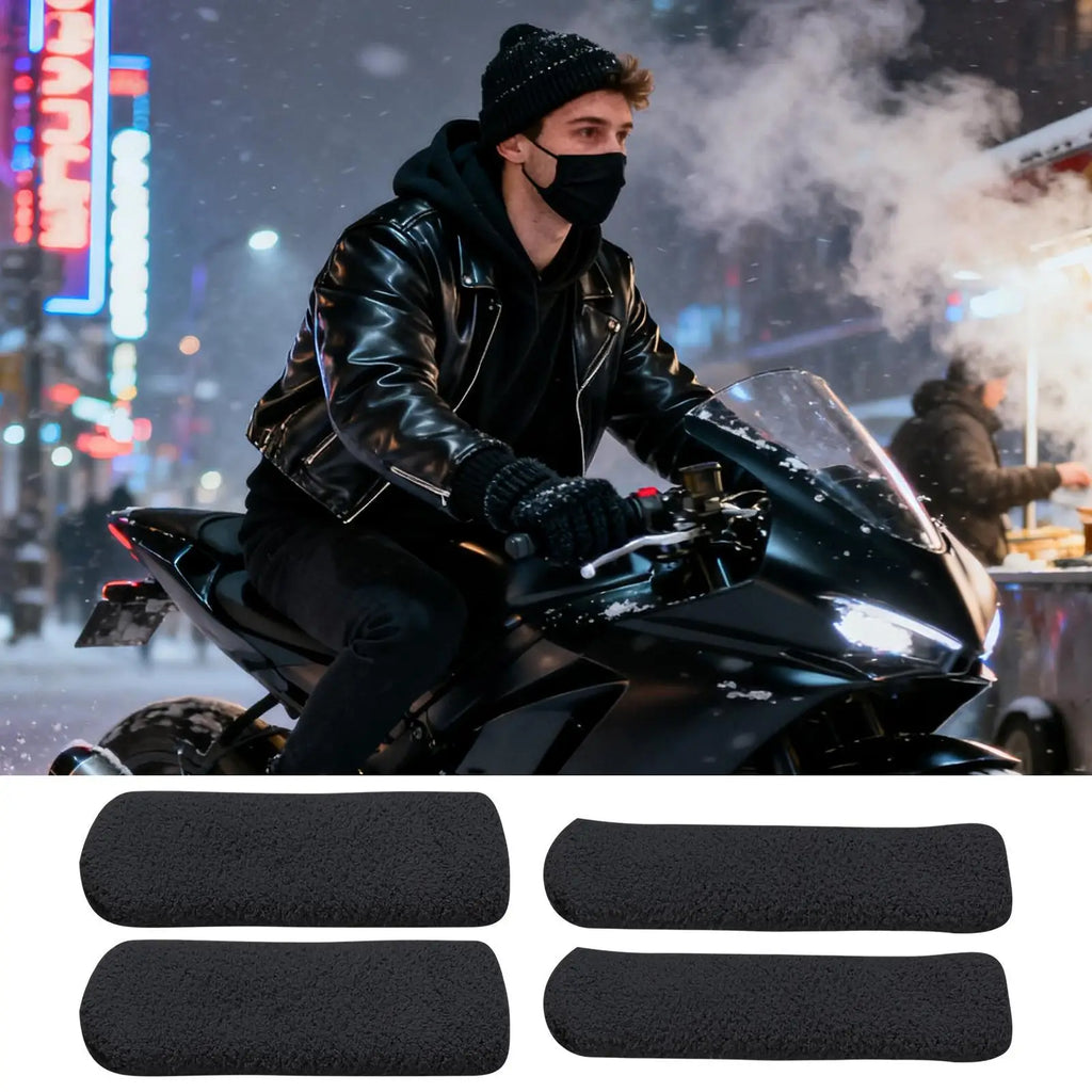 Plush Motorcycle Handlebar & Brake Lever Cover Set | Winter Handlebar Cover Set QXL