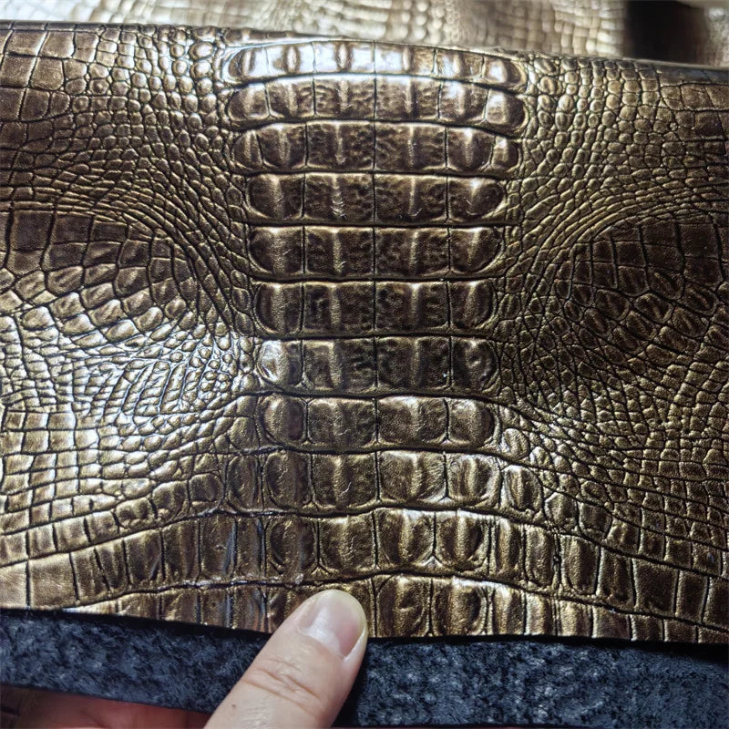 1mm Crocodile Grain Cowhide Leather Sheet | Golden Brown DIY Leather Craft Sheet QXL
