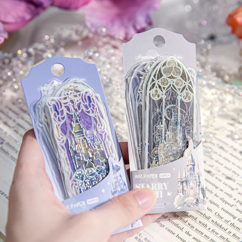Glitter PVC Bookmarks – Castle & Butterfly Pattern | Gift Decorative Bookmarks QXL