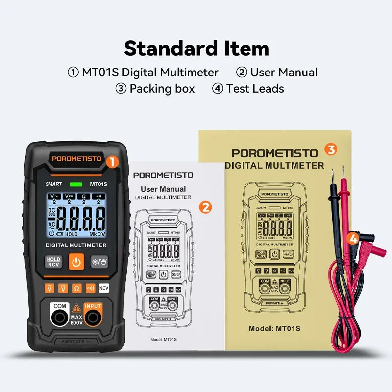 POROMETISTO MT01S Digital Multimeter 4000 Counts Auto-Range Digital Multimeter QXL MT01S