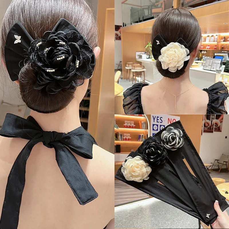 Camellia Flower Donut Bun Maker | Women's Hair Twist Styling Tool Hair Bun Maker QXL
