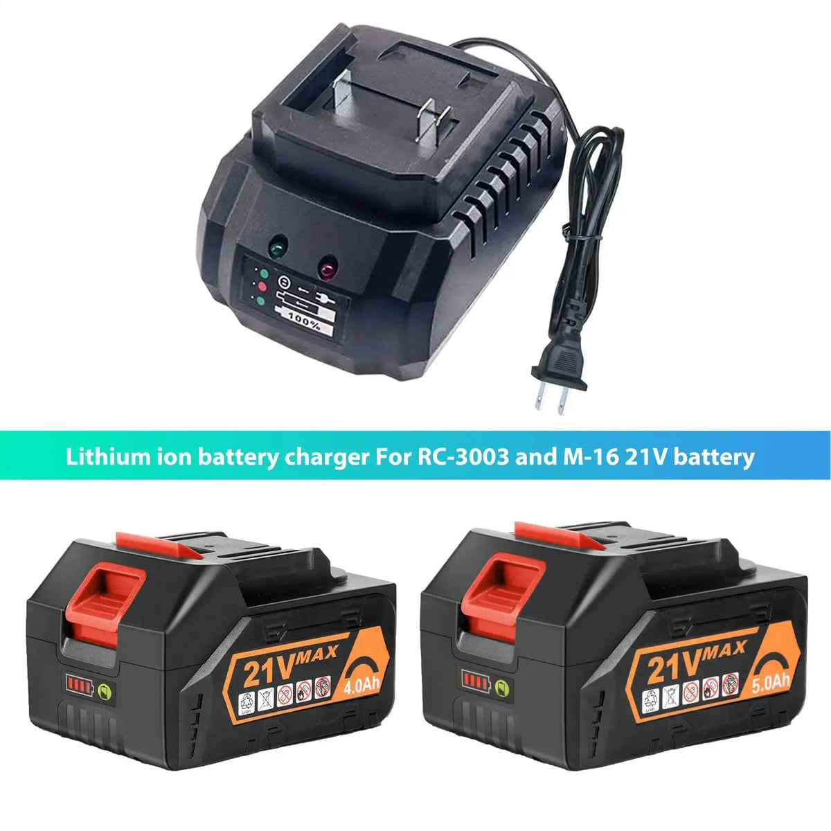 21V Lithium Battery Charger for Electric Drill, Wrench & Grinder Power Tool Charger QXL