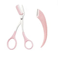 2-Pc Crescent Moon Eyebrow Trimmer & Scissors Set with Comb Eyebrow Trimmer Set QXL 2Pcs Pink Set