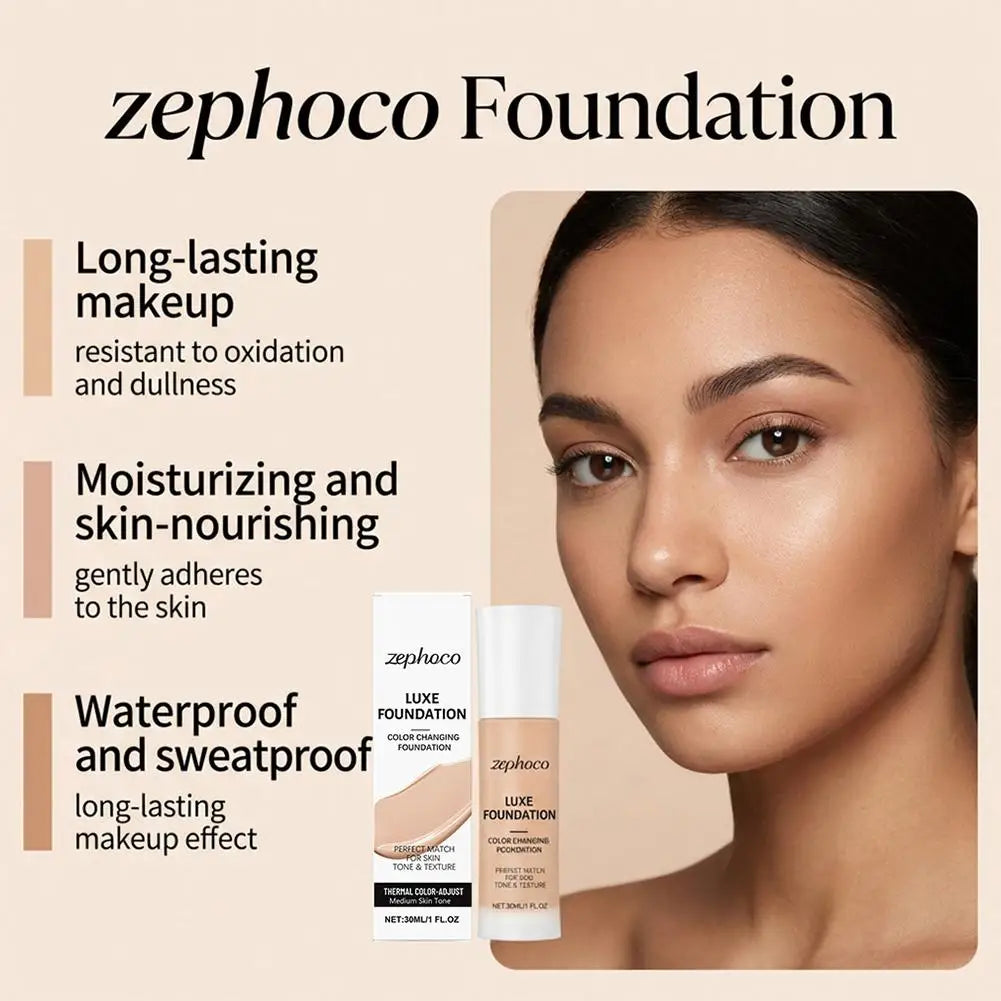Color-Changing Foundation | High Coverage, 24H Wear, 30ml Liquid Foundation QXL