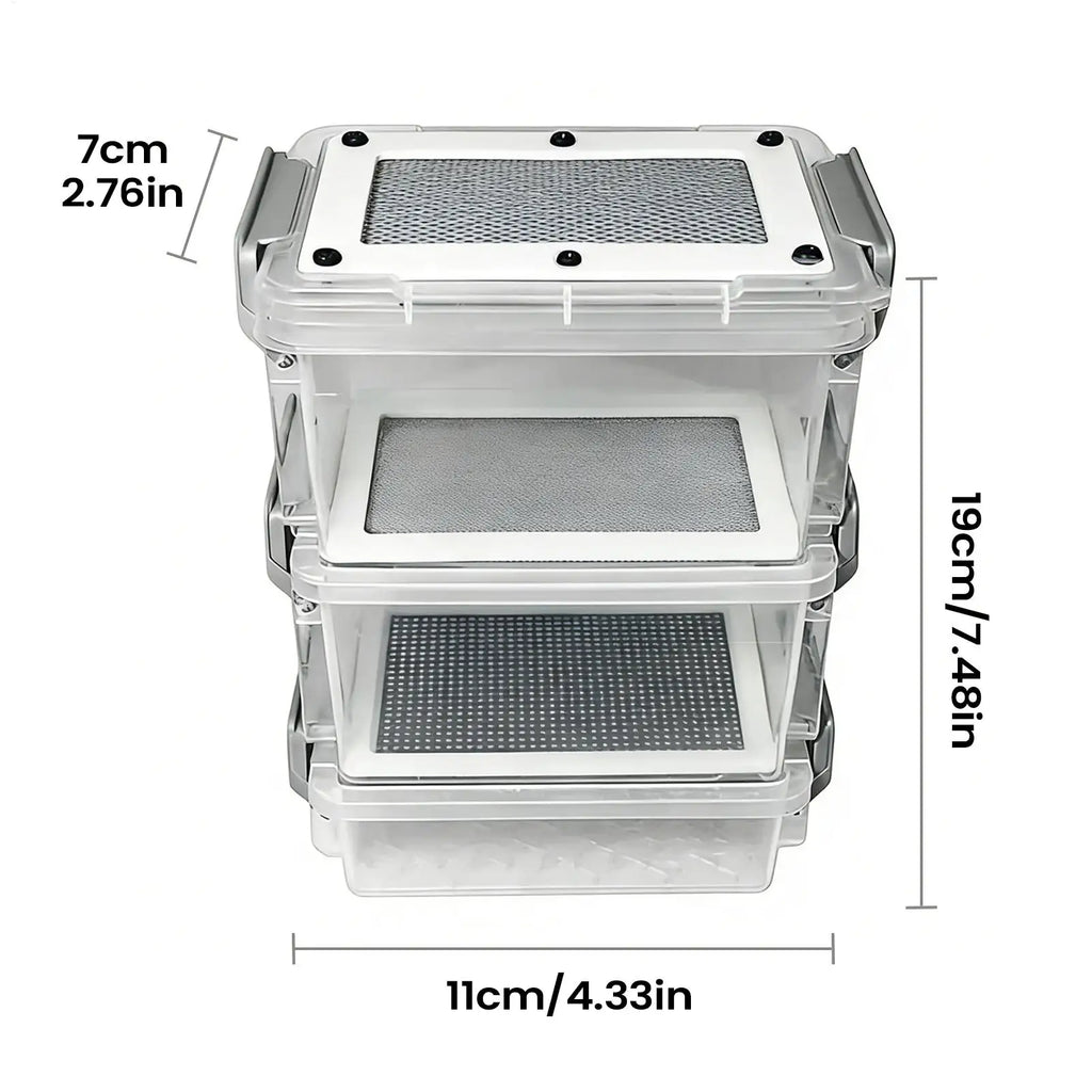 3-Layer Mealworm Breeding Kit | Transparent Feeder Breeder Box Insect Breeding Kit QXL