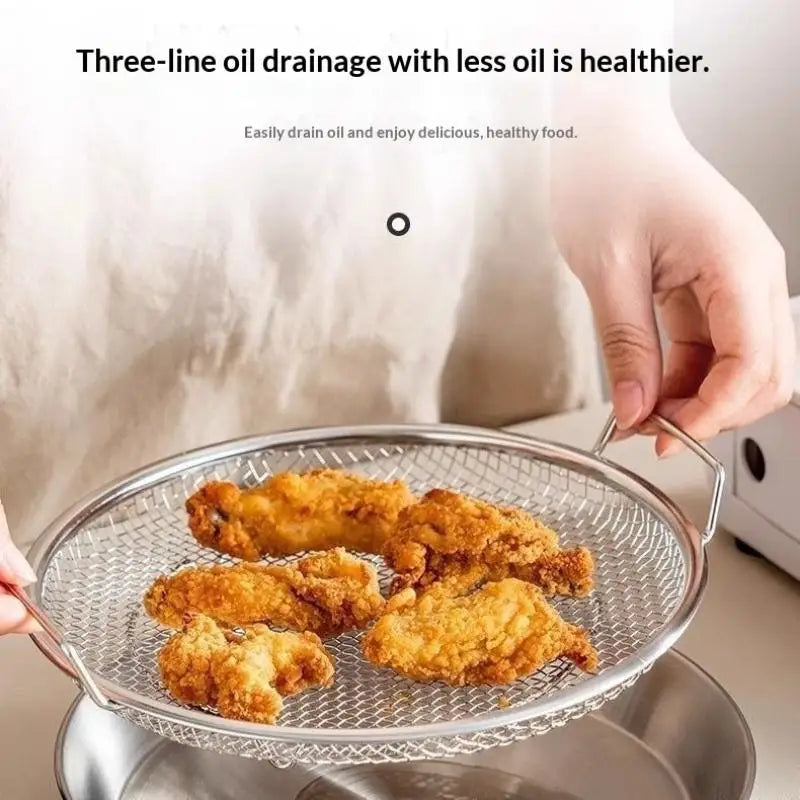 Stainless Steel Oil Strainer Mesh Sieve & Draining Tray Set Kitchen Strainer Set QXL