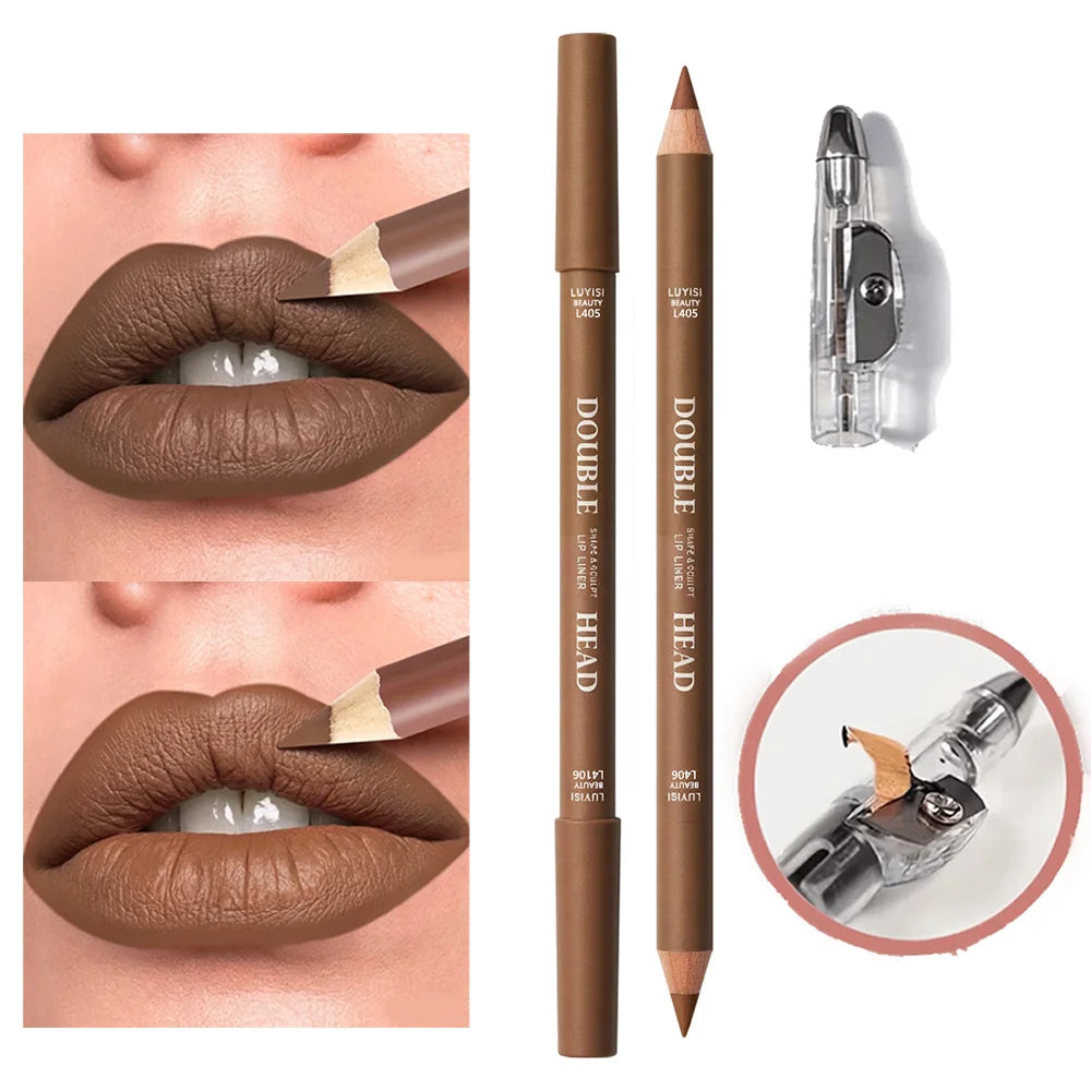Matte Double-Ended Lip Liner + Sharpener | Waterproof Lip Liner Pencil QXL