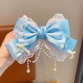 Lolita Pink Bow Hair Clip | Lace Pearl Princess Headpiece Lolita Hair Clip QXL A1